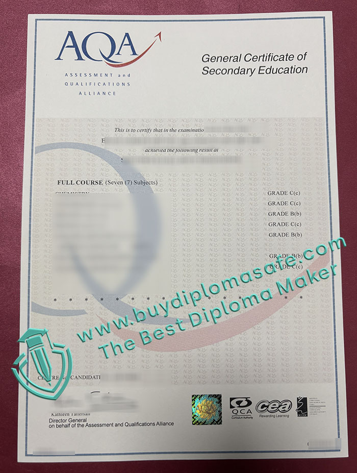 AQA GCSE certificate