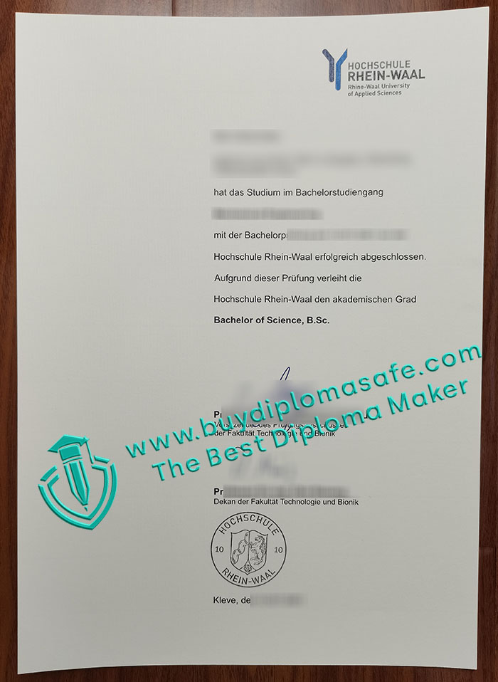 Hochschule Rhein-Waal Urkunde Hochschule Rhein-Waal Urkunde