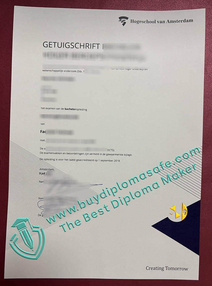 Hogeschool van Amsterdam Diploma Hogeschool van Amsterdam Diploma