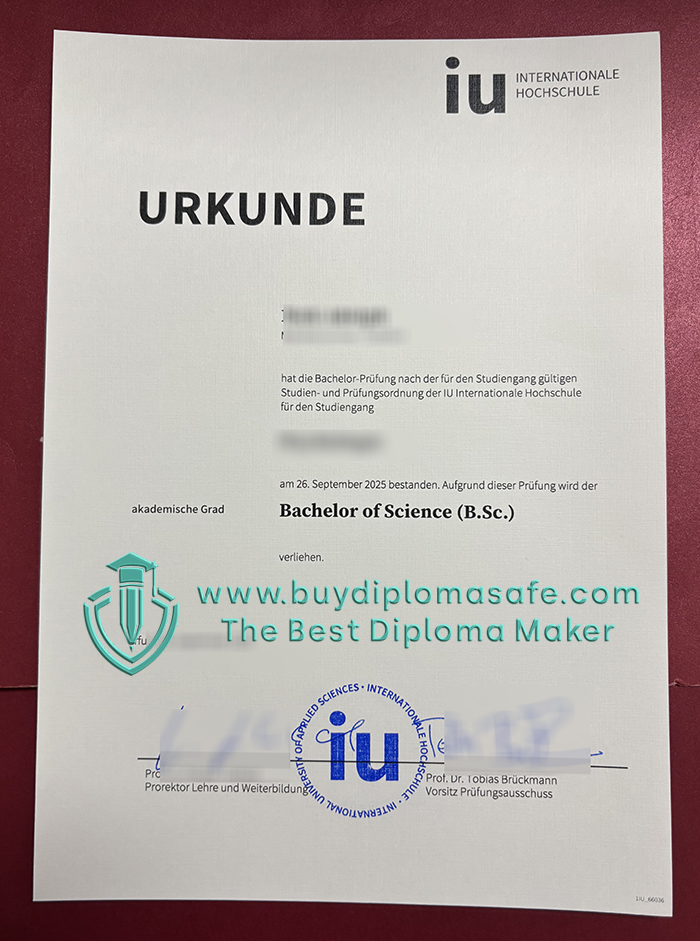 IU Internationale Hochschule Urkunde IU Internationale Hochschule Urkunde