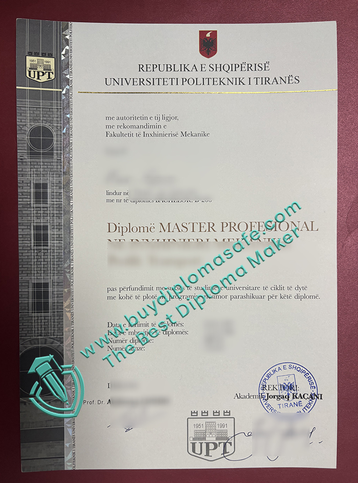 Universiteti Politeknik i Tiranës Diplomë Universiteti Politeknik i Tiranës Diplomë