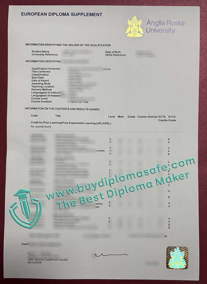 Anglia Ruskin University Transcript Anglia Ruskin University Transcript