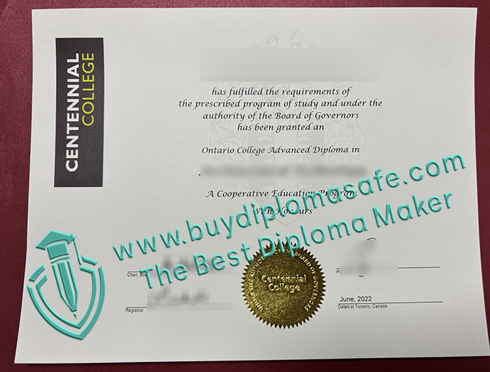 Centennial College diploma Centennial College diploma