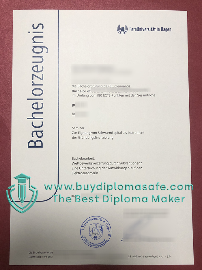 FernUniversität in Hagen Bachelor Zeugnis