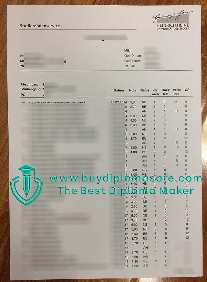 Heinrich-Heine-Universität Düsseldorf transcript