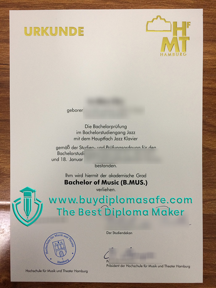 Hochschule für Musik und Theater Hamburg Urkunde Hochschule für Musik und Theater Hamburg Urkunde