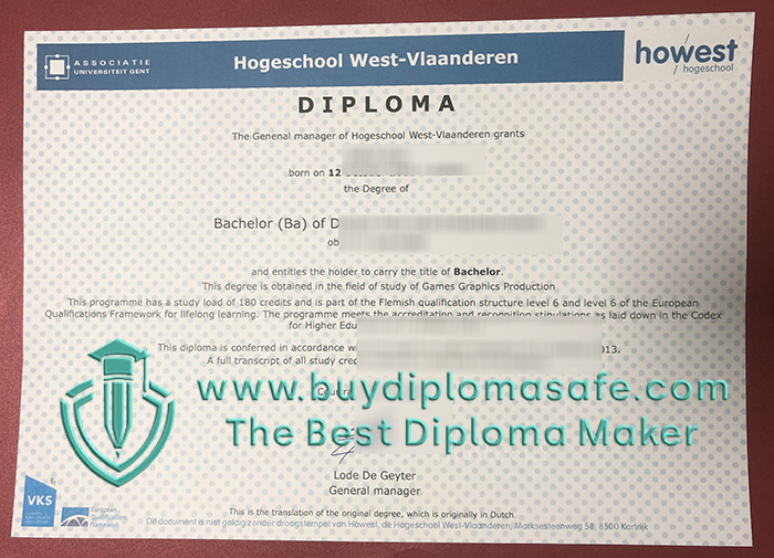 Hogeschool West-Vlaanderen diploma Hogeschool West-Vlaanderen diploma