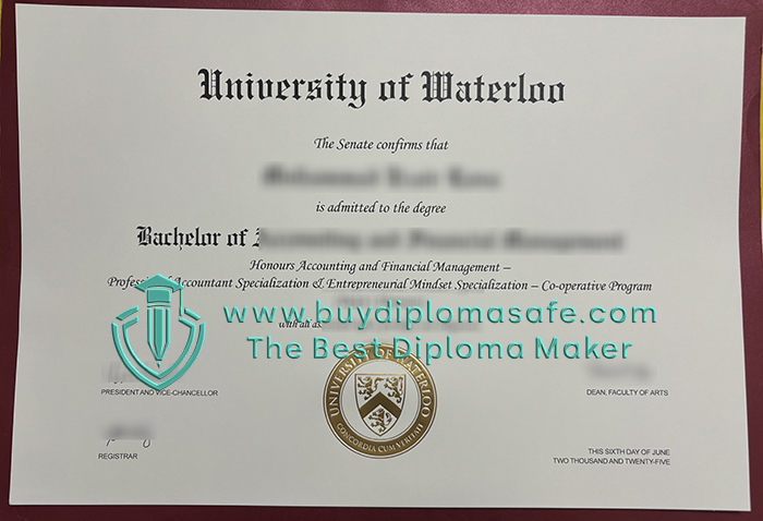 University of Waterloo degree certificate University of Waterloo degree certificate